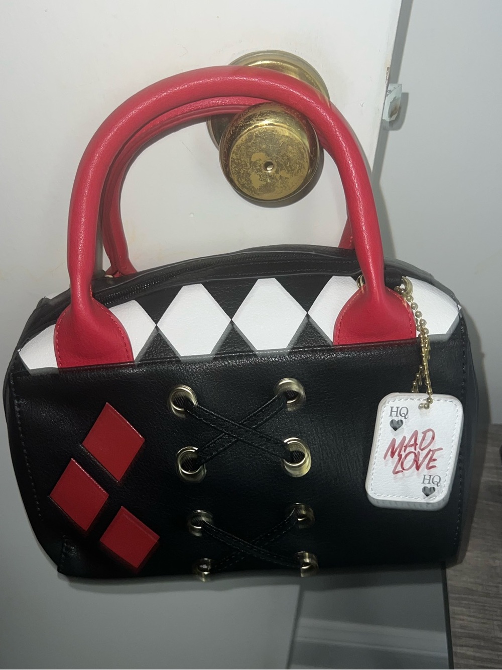 Loungefly DC Comics Harley Quinn Mad Love Satchel Purse Cosplay Handbag EUC - Picture 3 of 5